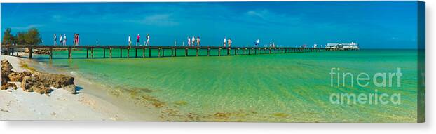 Island Canvas Print featuring the photograph Anna Maria Island Historic City Pier Panorama by Rolf Bertram