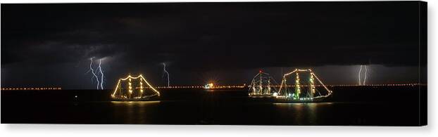 Ship Canvas Print featuring the photograph Tall Ships During Storm by Alan Hutchins