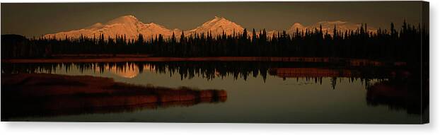 Wrangellst. Elias National Park And Preserve Canvas Print featuring the photograph Wrangell Mountains at Sunset by Benjamin Dahl