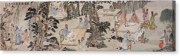 Chinese Watercolor Canvas Print featuring the painting Lan Ting Xu - Chinese Calligraphers by Jenny Sanders