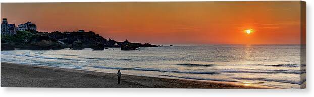 Biarritz Sunset Canvas Print featuring the photograph Biarritz Sunset 03 by Weston Westmoreland
