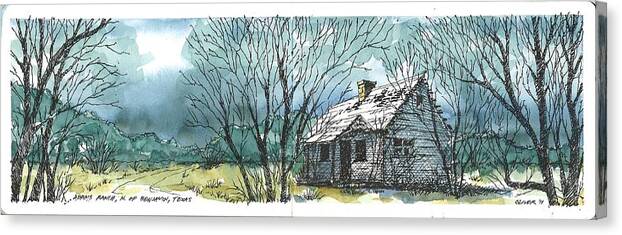 Adams Ranch Headquarters-king Co. Canvas Print featuring the mixed media Adams Ranch Headquarters King County Texas by Tim Oliver