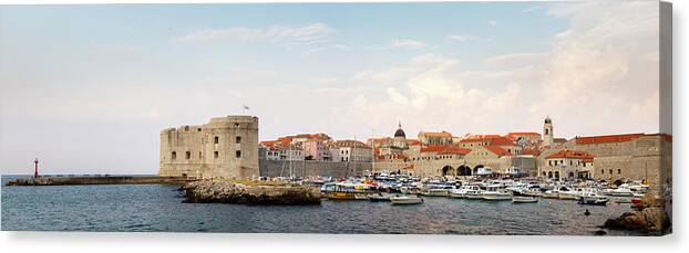Panorama Canvas Print featuring the photograph Dubrovnik Port Panorama by Rick Deacon