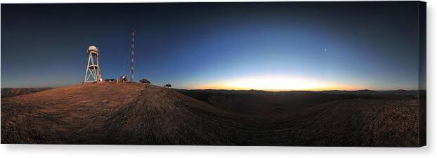 Science Canvas Print featuring the painting The Panorama view of Sunset at Cerro Armazones by ESO by Celestial Images