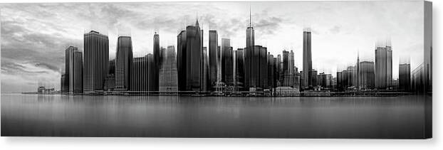 Brooklyn Canvas Print featuring the photograph - N E W Y O R K  S K Y L I N E - by Wim Schuurmans
