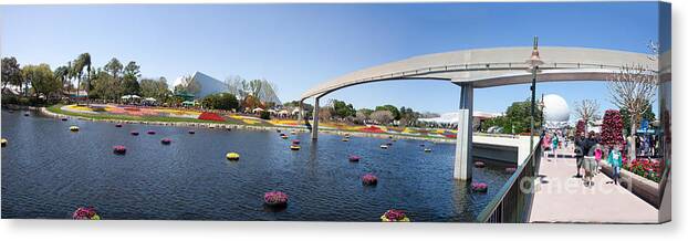 Amusement Park Canvas Print featuring the photograph Epcot Panorama by Thomas Marchessault