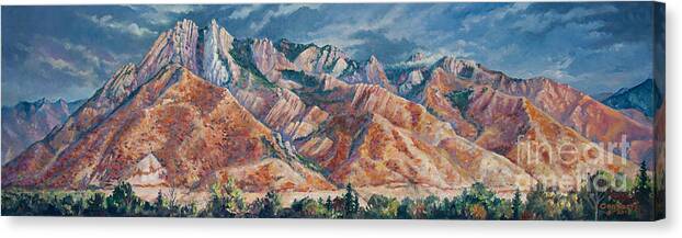 Wall Art Canvas Print featuring the painting Mount Olympus in autumn by Robert Corsetti