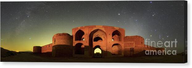 Nobody Canvas Print featuring the photograph Night Sky Over A Caravanserai #1 by Amirreza Kamkar / Science Photo Library