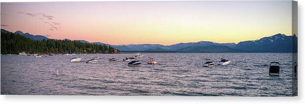 Lake Tahoe Canvas Print featuring the photograph Lake Tahoe Pink Sky by Anthony Giammarino
