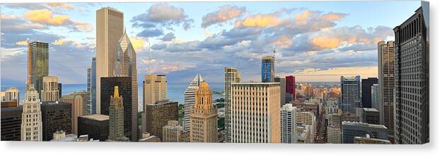 Outdoors Canvas Print featuring the photograph Aerial View of Downtown Chicago (XXXL) by Chrisp0