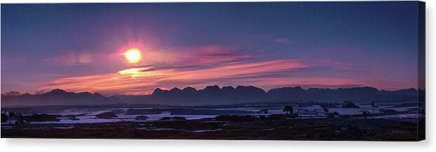 Sun Canvas Print featuring the photograph Sunset West of Carstairs Alberta by Phil And Karen Rispin