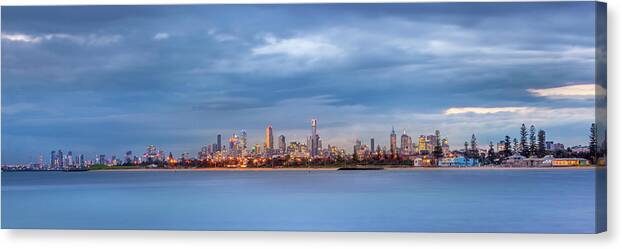 Australia Canvas Print featuring the photograph Melbourne From Elwood Boat Ramp by Michael Lees