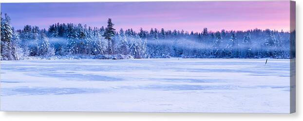 Baxter Lake Canvas Print featuring the photograph Winter Mist Baxter Lake New Hampshire by Jeff Sinon