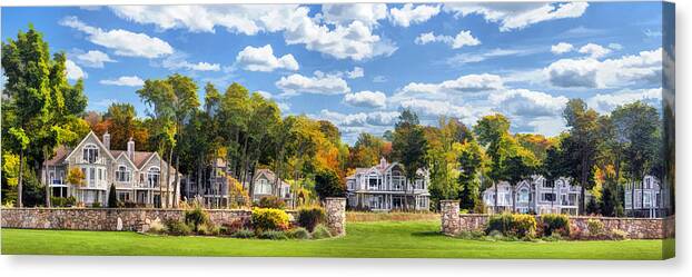 Door County Canvas Print featuring the painting Yacht Harbor Shores Panorama by Christopher Arndt