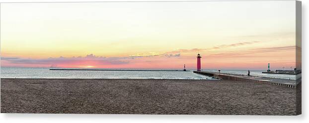 Lake Front Canvas Print featuring the photograph Kenosha Sunrise by Wild Fotos