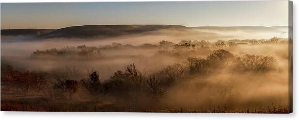 Blue Sky Canvas Print featuring the photograph Covered In Fog by Scott Bean