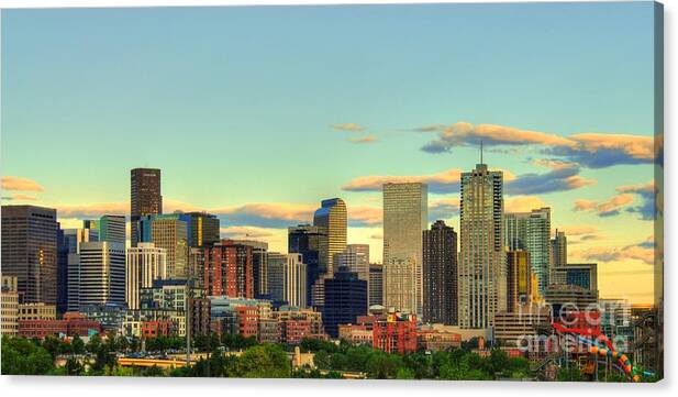 Denver Skyline Canvas Print featuring the photograph The Mile High City by Anthony Wilkening