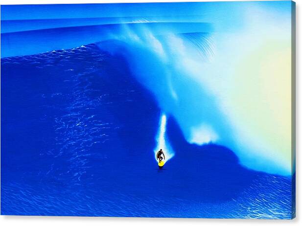 Surfing Canvas Print featuring the painting Jaws 2011 by John Kaelin