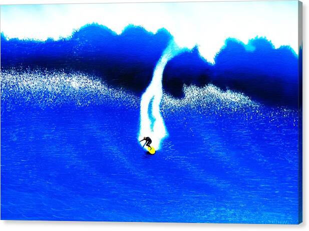 Surfing Canvas Print featuring the painting Jaws Barrel 1 of 3 by John Kaelin