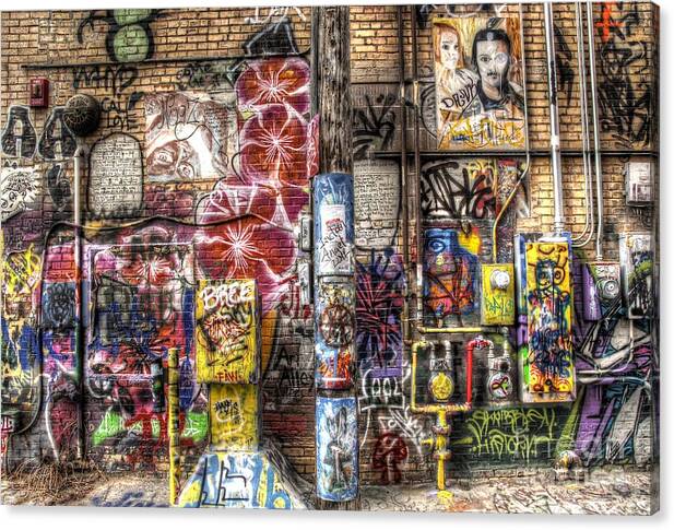 Graffiti Canvas Print featuring the photograph In Between the Lines by Anthony Wilkening
