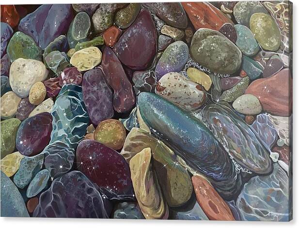 Stones Canvas Print featuring the painting Ebb Tide by Hunter Jay