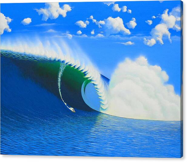Surfing Canvas Print featuring the painting Cortes 100-Foot Barrel by John Kaelin