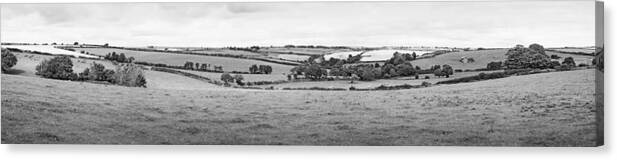 Panoramic Canvas Print featuring the photograph Cornwall Panorama BW by Chevy Fleet