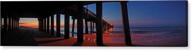 Palm Canvas Print featuring the digital art Under The Gulf State Pier by Michael Thomas