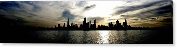 Chicago Canvas Print featuring the photograph Dark Chicago Skyline by Scott Wood