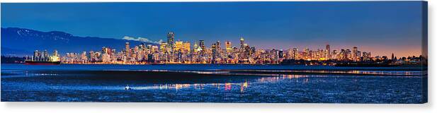 Vancouver Canvas Print featuring the photograph Downtown Vancouver from Spanish Banks Beach by Alexis Birkill