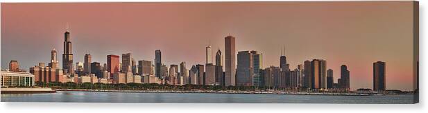 Chicago Canvas Print featuring the photograph Good Morning Chicago Panorama by Sebastian Musial