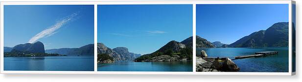 Triptych Canvas Print featuring the photograph Lysefjord Triptych. by Terence Davis