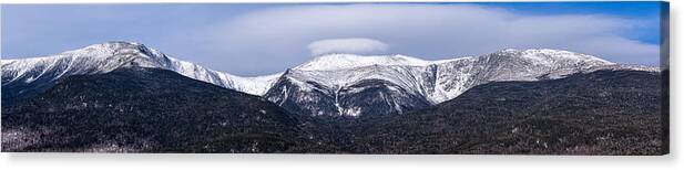 5:1 Ratio Canvas Print featuring the photograph Mount Washington And The Ravines Winter Pano by Jeff Sinon
