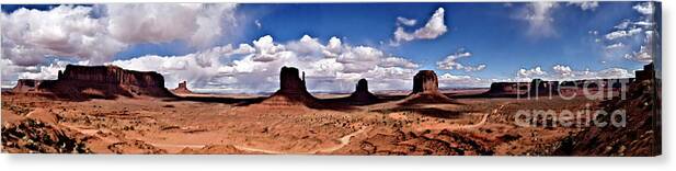 Monument Valley Canvas Print featuring the digital art Panorama - Monument Valley Park by David Blank