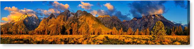 Tetons Canvas Print featuring the photograph Teton Mountain View Panorama by Greg Norrell