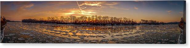 Landscape Canvas Print featuring the photograph Winter River Sunrise by Mark McDaniel