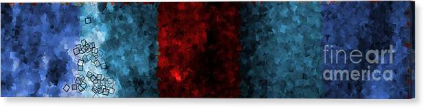 Abstract Canvas Print featuring the digital art Blues and Red Strata - Abstract Tiles No. 16.0229 by Jason Freedman