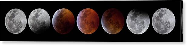 Lunar Canvas Print featuring the photograph 2019 Lunar Eclipse Progression by Dennis Sprinkle