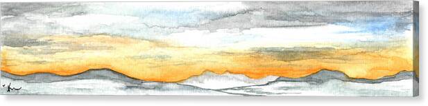  Canvas Print featuring the painting Sunset Mountain by Katrina Nixon