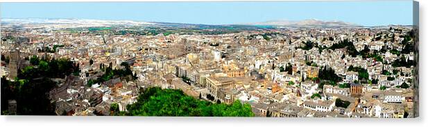 Village Canvas Print featuring the painting Panorama of Granada Spain by Bruce Nutting