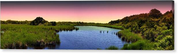 Huntington Canvas Print featuring the photograph Sunset at Sandpiper Pond by Bill Barber