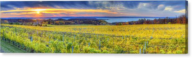 Traverse Canvas Print featuring the photograph Fall Sunset on Old Mission by Twenty Two North Photography