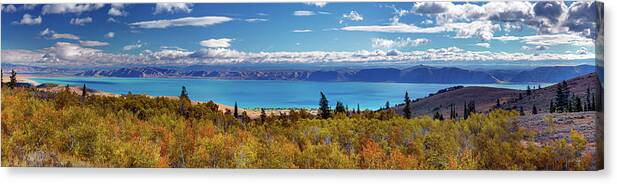 Idaho Scenics Canvas Print featuring the photograph Bear Lake Panoramic by Leland D Howard