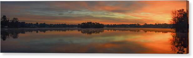 Sunrise Canvas Print featuring the photograph December Sunrise Over Spring Lake by Beth Sawickie