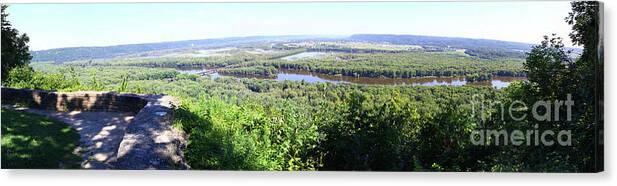 Panorama Canvas Print featuring the photograph Panorama Wide Overlooking Wisconsin River Wyalusing by Pete Klinger