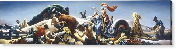 Thomas Benton Canvas Print featuring the digital art Achelous and Hercules by Thomas Benton