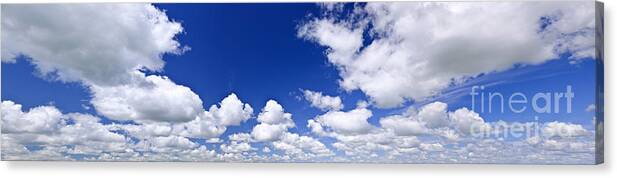 Sky Canvas Print featuring the photograph Blue cloudy sky panorama by Elena Elisseeva