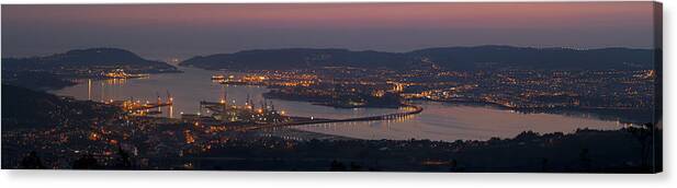 Ferrol Canvas Print featuring the photograph Panorama of Ferrol from Mount Marraxon Galicia Spain by Pablo Avanzini
