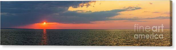 Sky Canvas Print featuring the photograph Sunset panorama over Atlantic ocean by Elena Elisseeva