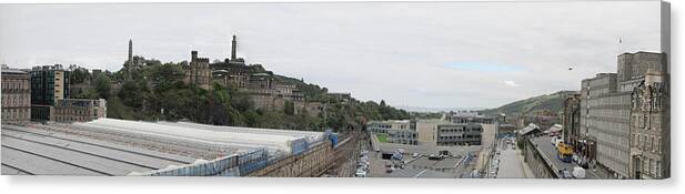 Edinburgh Canvas Print featuring the photograph Edinburgh Station Panorama by Ian Kowalski